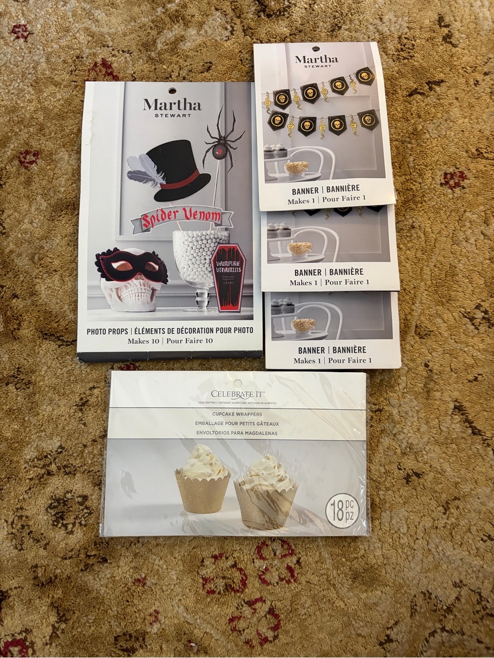 NWT pack Martha Stewart Halloween Banner Black/Gold Party Decoration bundle